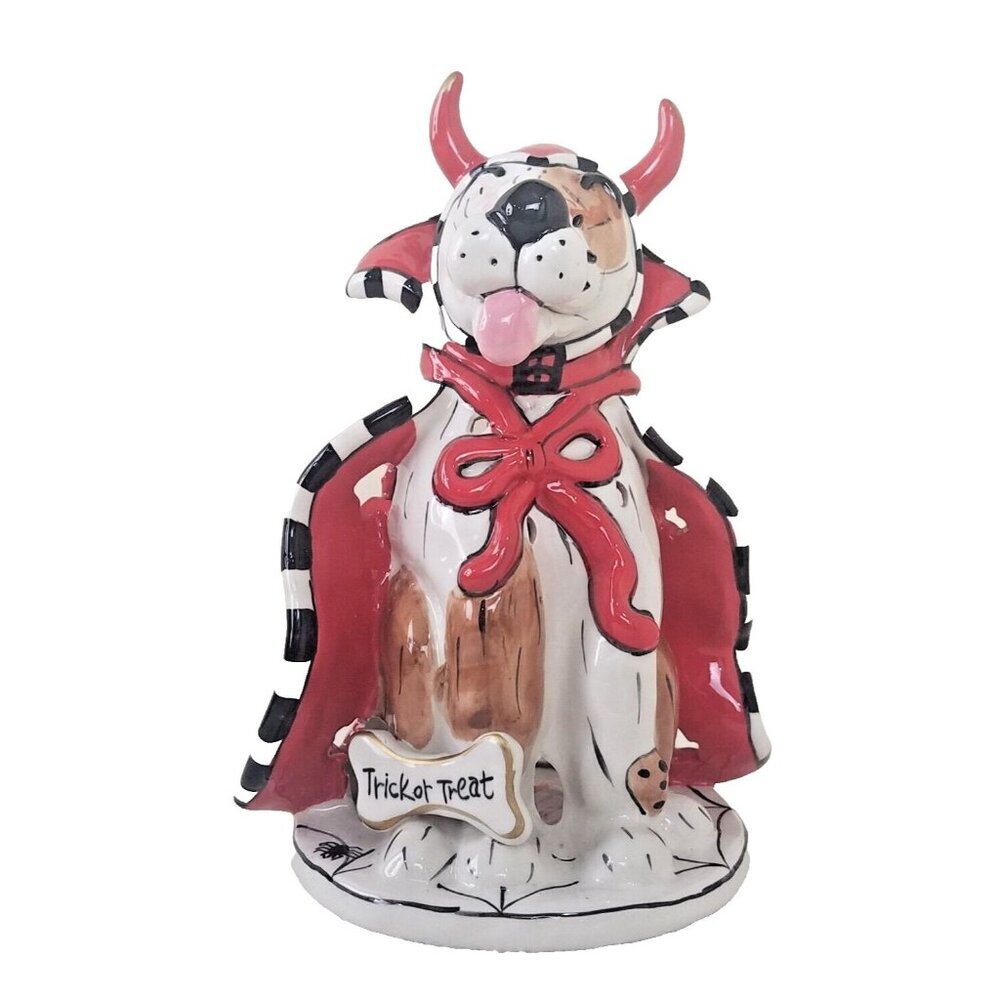 Blue Skyβ Halloween Devil Dog Tea Light - Heather Goldminc 2009 Ceramic Canine